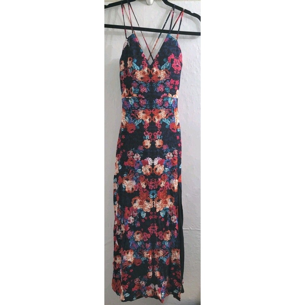 NBD x Naven Twins Floral Strappy Midi Dress XS Backless Wedding Guest Spring
